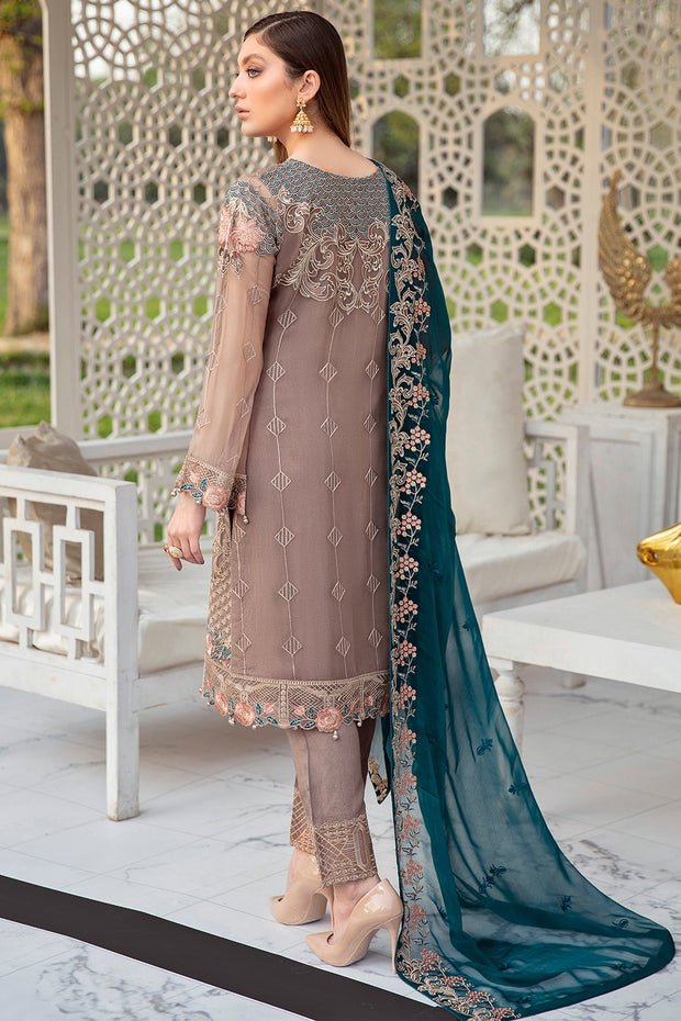 Latest Fancy Dress Pakistani in Beige Color Online 2022 Nameera by Farooq
