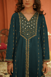 Latest Fancy Pakistani Dress in Dark Green Shade Latest