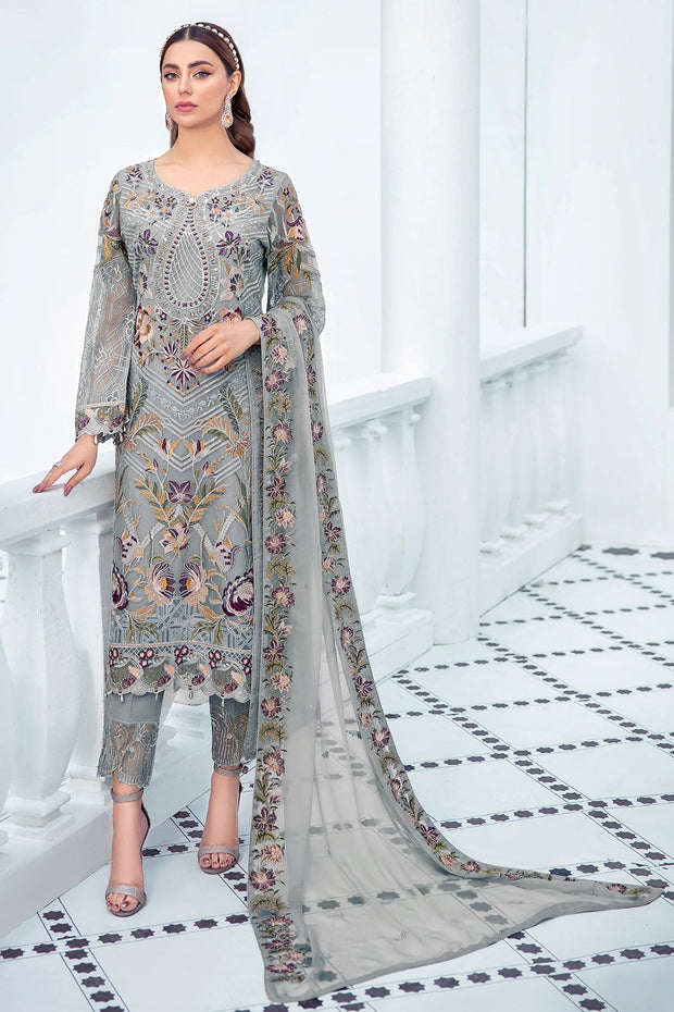 Latest Fancy Salwar Kameez in Light Grey Shade