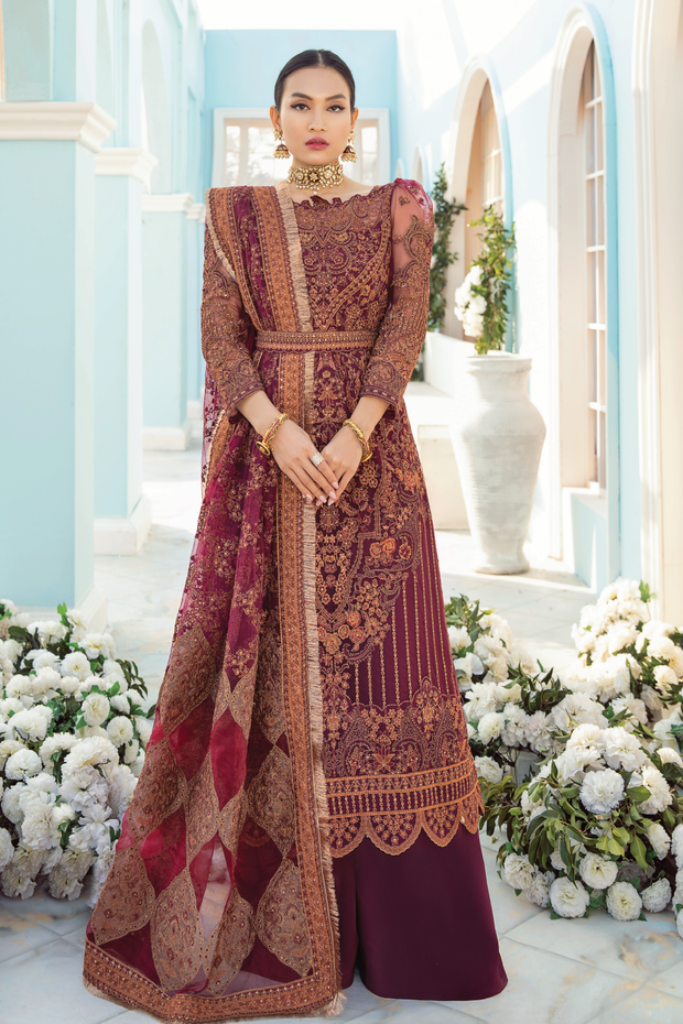 Latest Fancy Salwar Kameez in Rosewood Red Shade Online