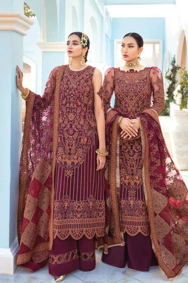 Latest Fancy Salwar Kameez in Rosewood Red Shade Stylish