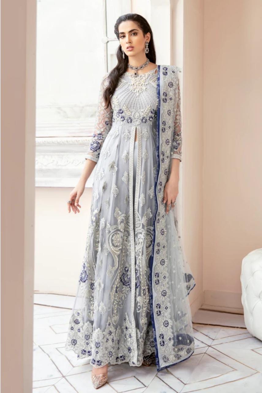 Latest Festive Maxi Frock in Sky Blue Color