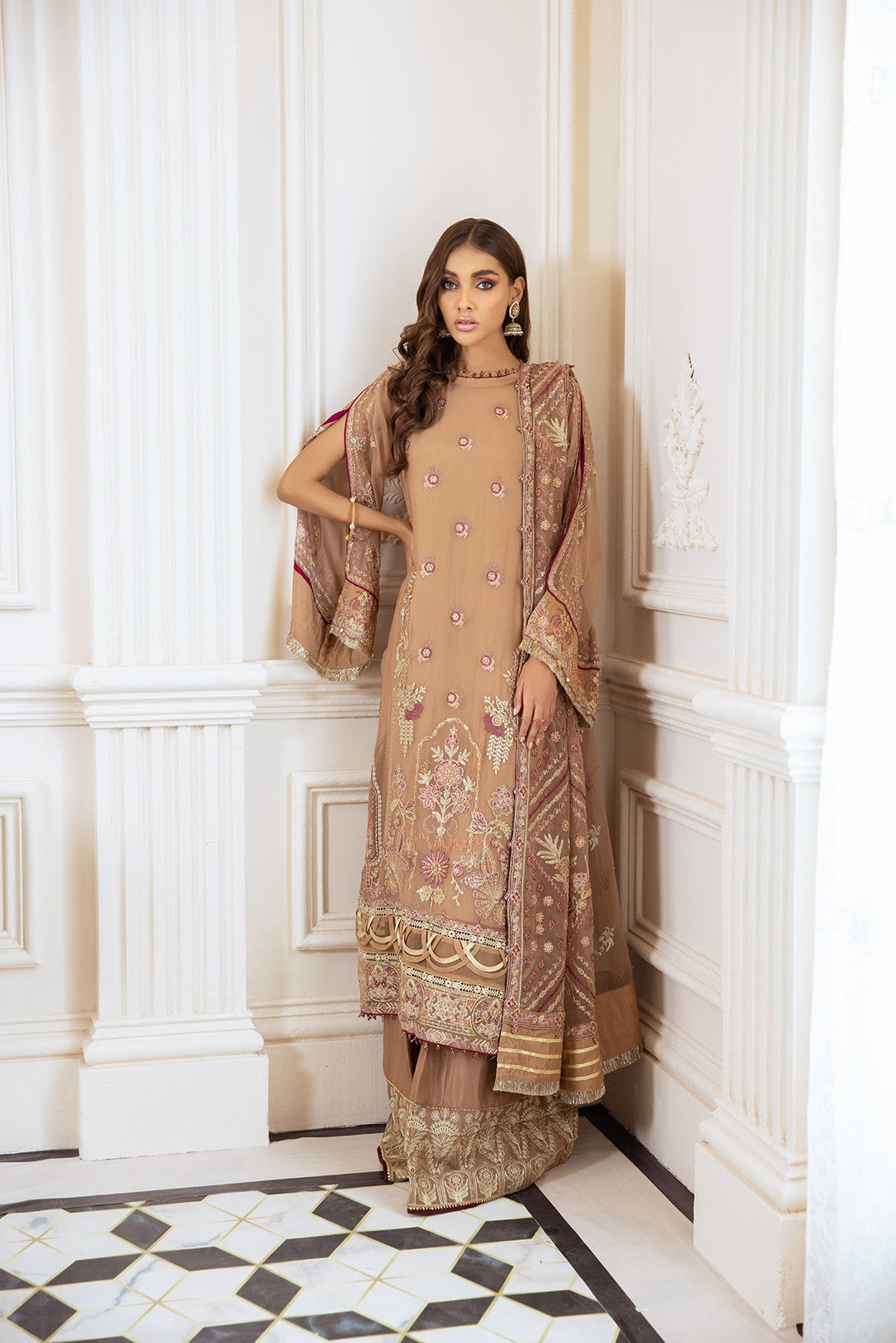 Latest Formal Dress Pakistani in Beige Shade 2022
