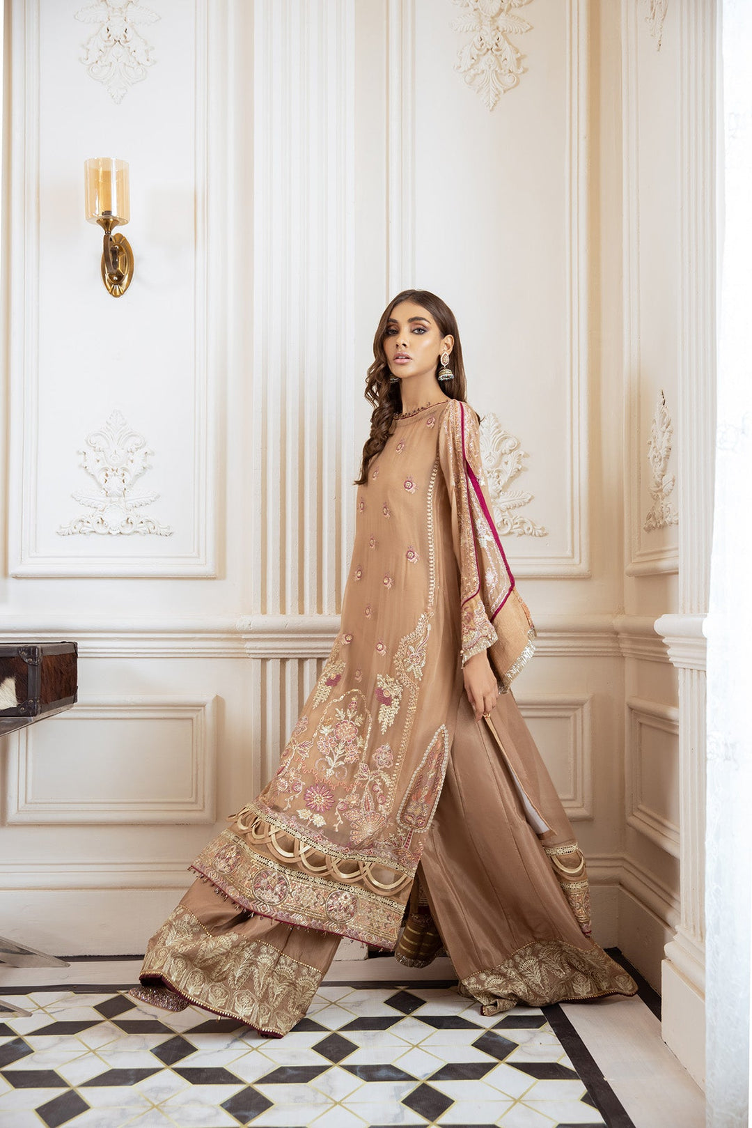 Latest Formal Dress Pakistani in Beige Shade Latest