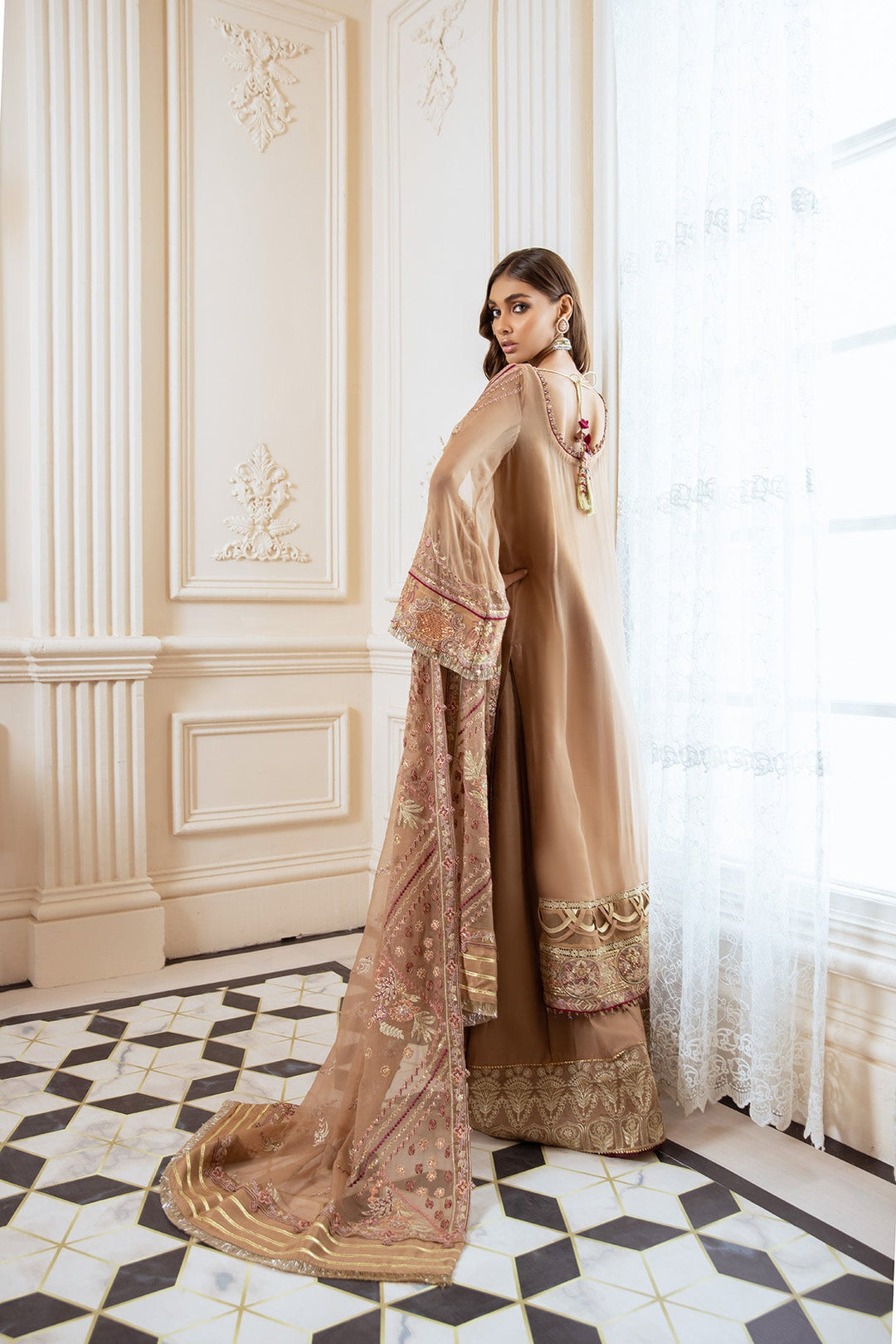 Latest Formal Dress Pakistani in Beige Shade Online