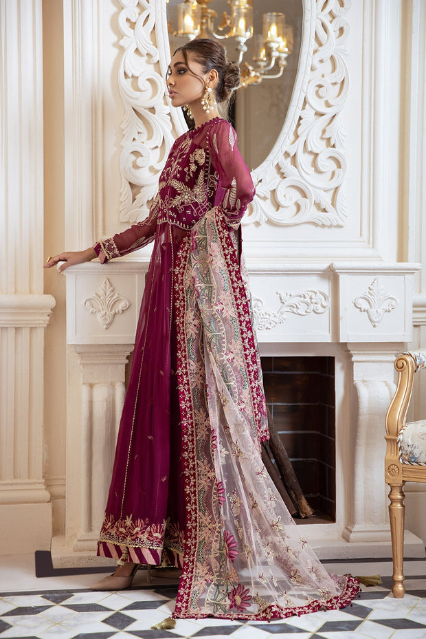 Latest Frock Dress Pakistani in Magenta Shade 2022