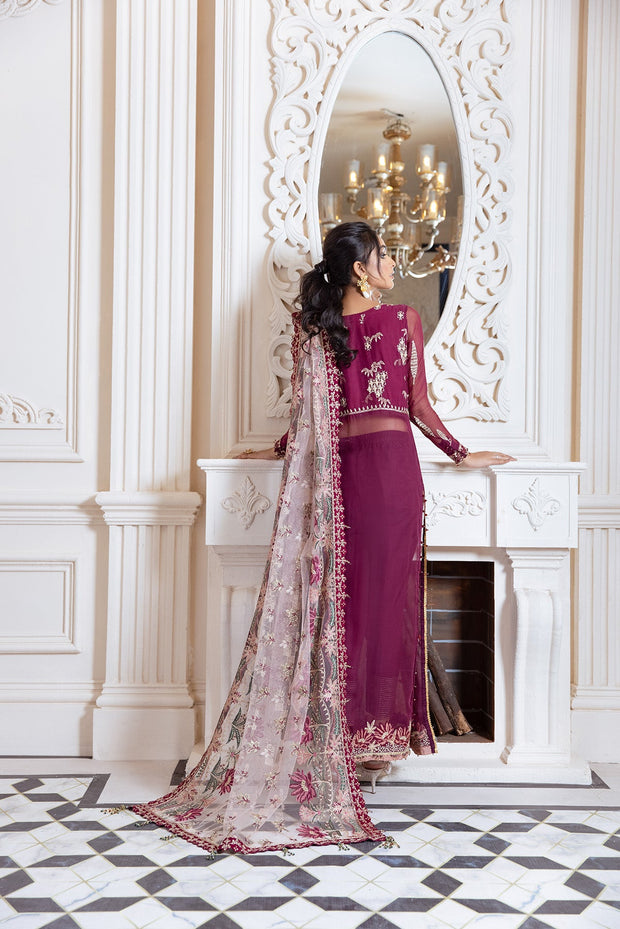 Latest Frock Dress Pakistani in Magenta Shade Latest