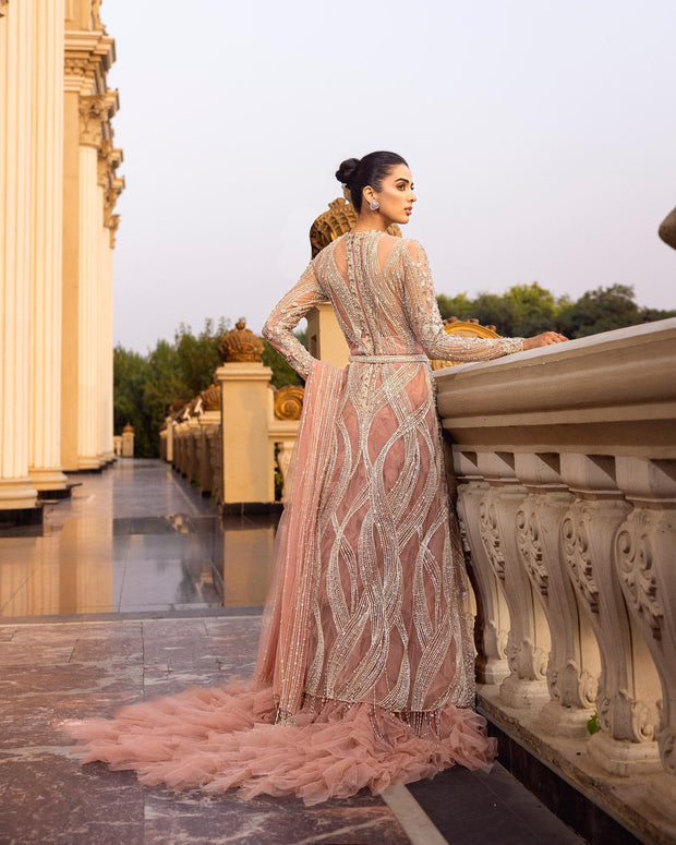 Latest Front Open Gown Pakistani with Wedding Lehenga Dress