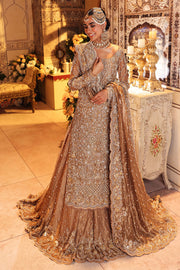 Latest Golden Bridal Dress Pakistani in Lehenga Kameez Style