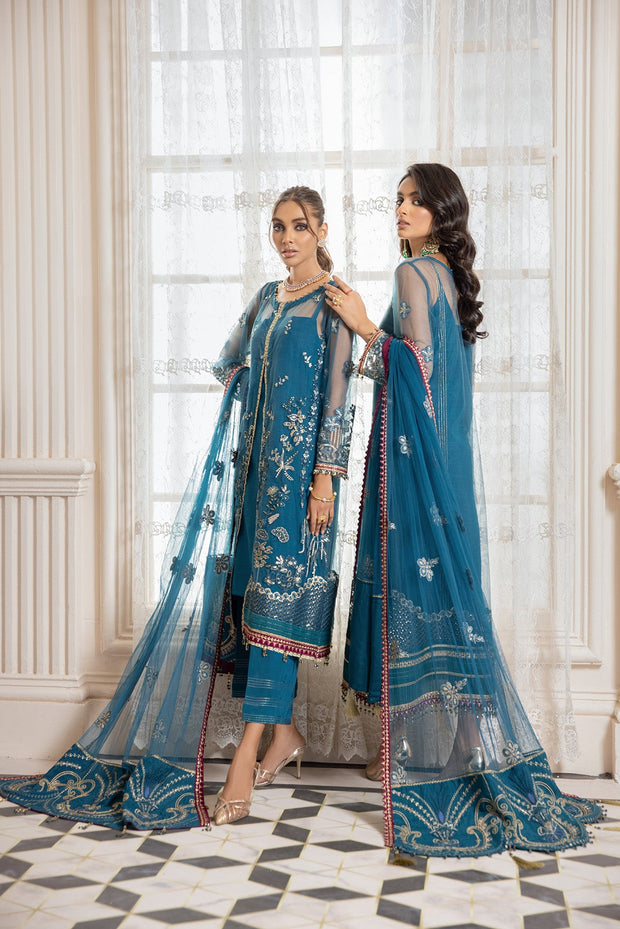 Latest Gown Dress Pakistani in Turquoise Shade Latest