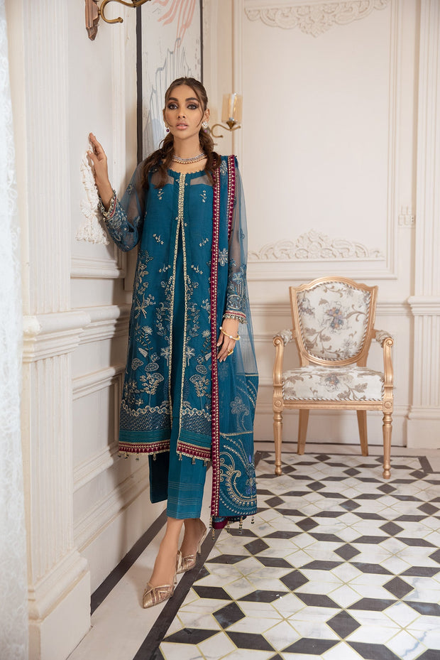 Latest Gown Dress Pakistani in Turquoise Shade