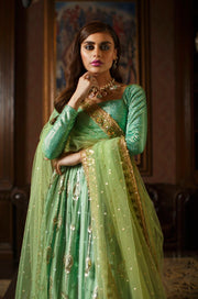 Latest Green Lehenga Choli and Dupatta Pakistani Bridal Dress