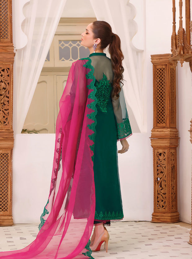 Latest Green Salwar Kameez Pakistani Eid Dress in Organza