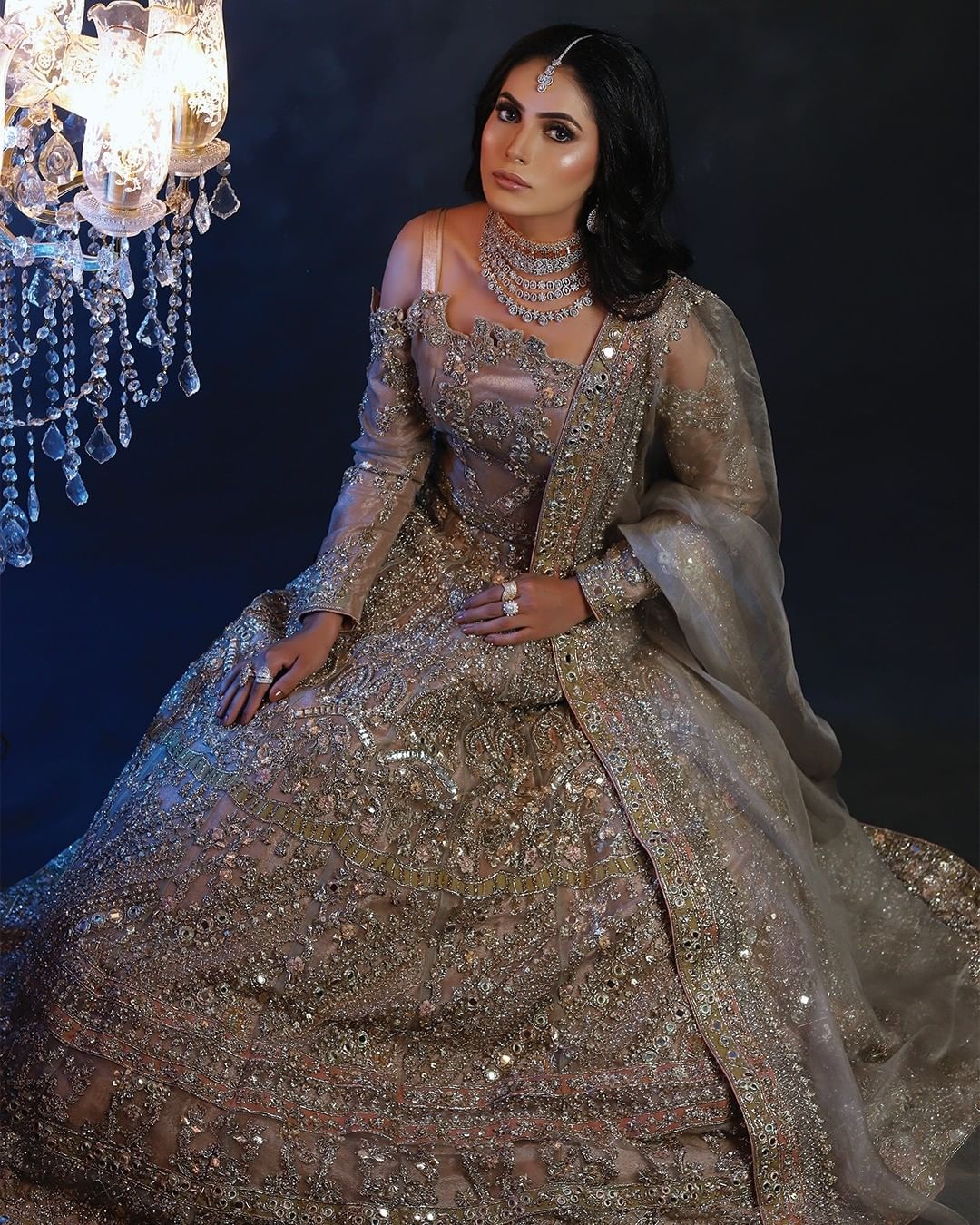 Premium Pakistani Bridal Gown with Embellished Dupatta