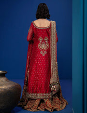 Latest Kameez Gharara and Dupatta Red Pakistani Bridal Dress