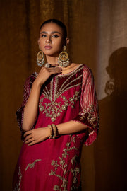 Latest Kameez Sharara Pakistani Wedding Dress in Raw Silk