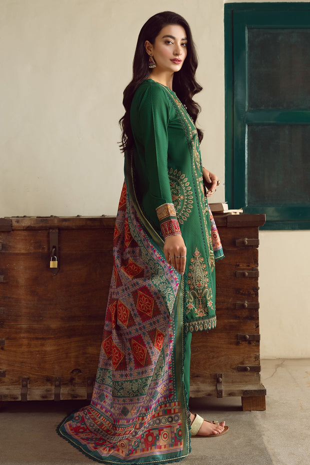Latest Kameez Trouser Dupatta Pakistani Green Dress for Eid