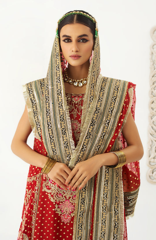 Latest Kameez Trouser Dupatta Red Pakistani Wedding Dress