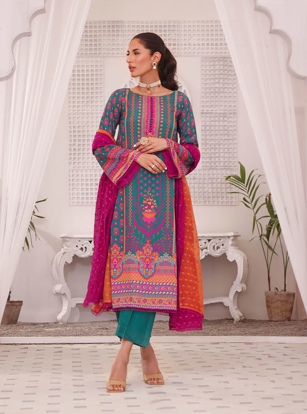 Latest Kameez Trouser Pakistani Eid Dress in Silk Viscose