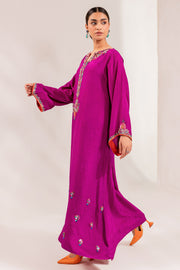 Latest Kameez Trouser Raw Silk Pakistani Eid Dress in Magenta