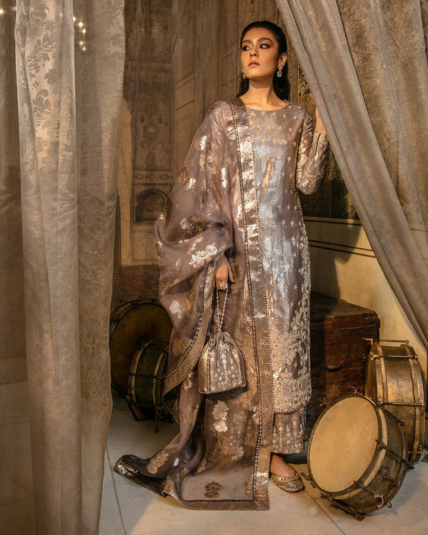 Latest Kameez Trouser and Dupatta Dress in Silk Fabric