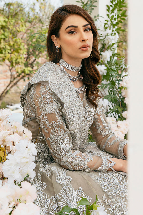 Latest Lehenga Frock Grey Bridal Dress Pakistani