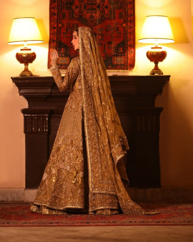 Latest Lehenga Jacket Golden Bridal Dress Pakistani