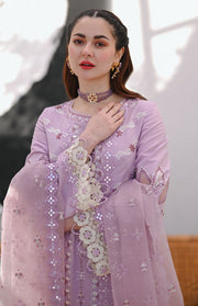 Latest Lilac Pakistani Dress in Kameez Trouser Dupatta Style