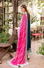 Latest Long Dress Pakistani in Turquoise Shade Designer