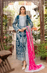 Latest Long Dress Pakistani in Turquoise Shade
