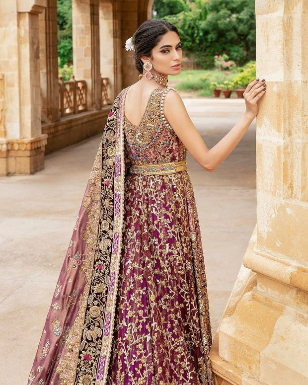 Latest Magenta Bridal Lehenga with Kameez and Dupatta Dress