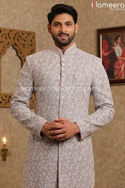 Latest Men's Wedding Sherwani for Groom Online Close up View