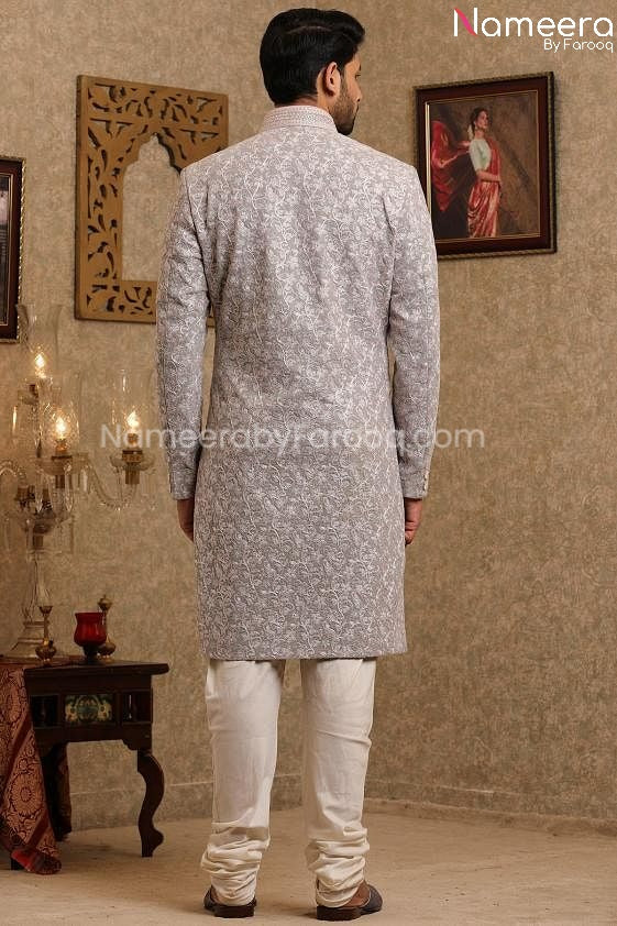 Latest Men's Wedding Sherwani for Groom Online Backside View