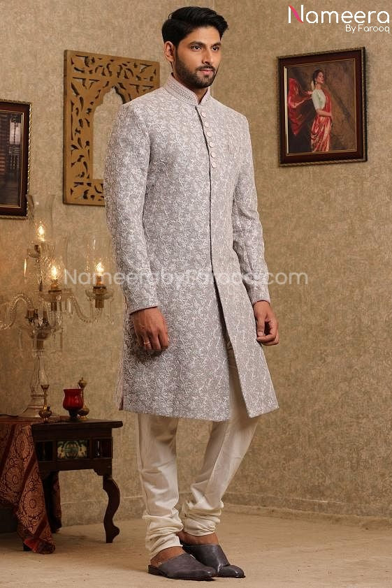 Latest Men's Wedding Sherwani for Groom Online Side look
