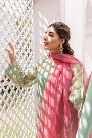 Latest Mint Green Pakistani Dress in Kameez Trouser Style