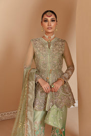 Latest Mint Green Wedding Dress Pakistani in Peplum Style