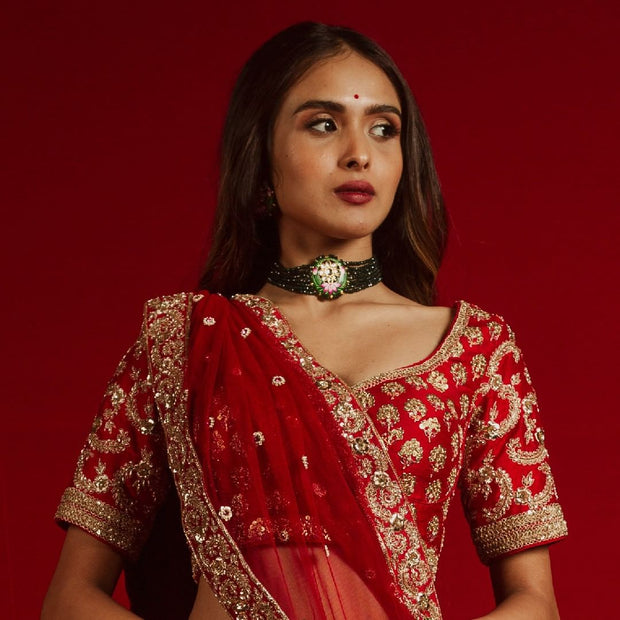 Latest Multicolored Lehenga with Choli and Dupatta