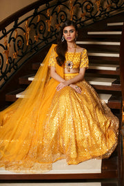 Latest Mustard Yellow Lehenga Choli Pakistani Bridal Dress