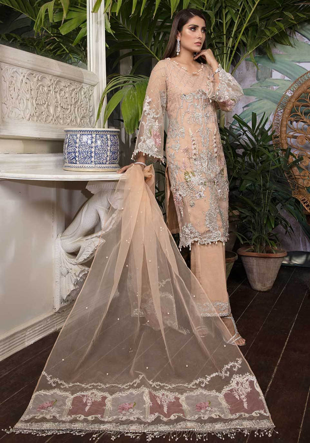 Buy Latest Net Dress in Peach Color Online Nameera by Farooq