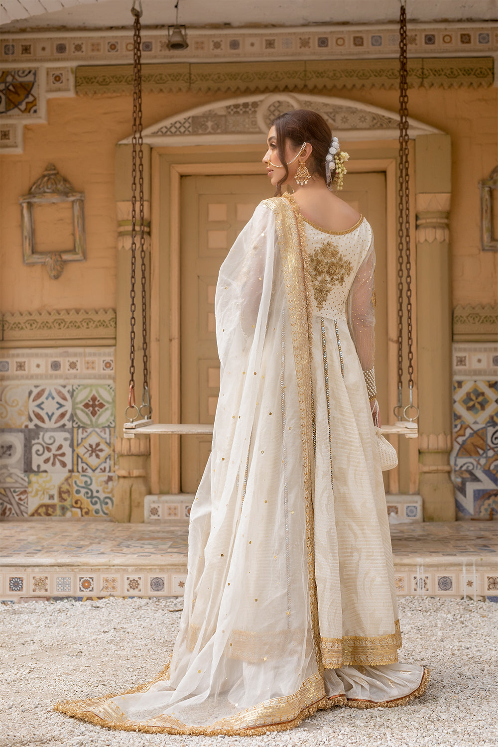 Latest Nikkah Dress in Pishwas Frock Dupatta and Sharara Style