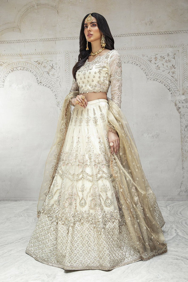 Latest Off White Lehenga Choli Dupatta Pakistani Dress