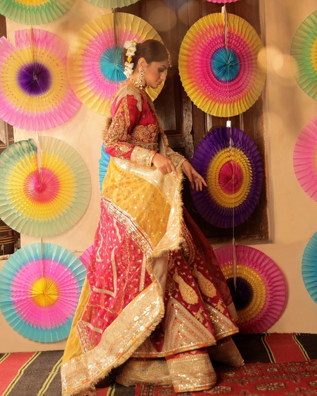 Latest Open Long Jacket Lehenga Pink Pakistani Bridal Dress