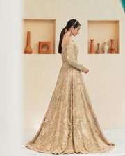 Latest Open Pakistani Bridal Gown with Lehenga and Dupatta