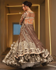Latest Open Pakistani Bridal Gown with Stylish Lehenga Dress
