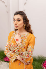 Latest Orange Dress Pakistani in Kameez Trouser Design