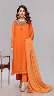 Latest Orange Dress Pakistani in Kameez Trouser Dupatta Style