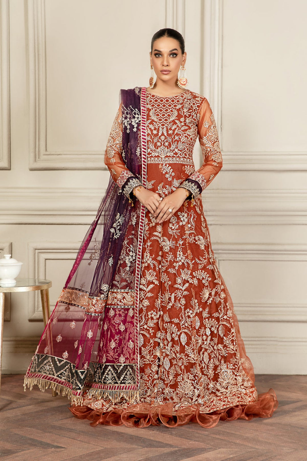 Premium Orange Pishwas - Stunning Pakistani Bridal Dress