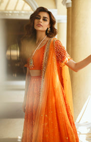 Latest Orange Lehenga Choli and Dupatta Pakistani Bridal Dress