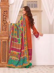 Latest Orange Salwar Kameez Pakistani Eid Dress in Chiffon