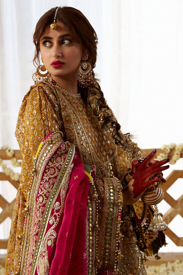 Latest Organza Gharara Kameez Dupatta Pakistani Mehndi Dress